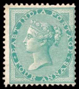 1856-64 EI QV 4 a. Green, SG 47, Yellowish to White Paper, No wmk., MNH, Minor Faults, hig