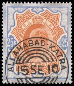 1902 KED VII Rs.25, SG 147, Telegraphically cancelled, Used, Fine.
