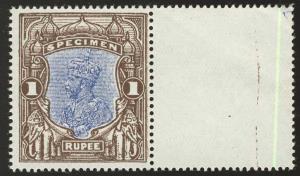 1925 DELHI SPECIMEN 1R MNH with selvedge, Scarce.