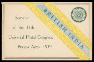 1939 British India Postage Stamp Souvenir of the 11th Universal Postal Congress. Buenos Ai