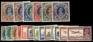 1937-40 GVI Complete Set to Rs. 25, SG 247/64, MH, Fine.