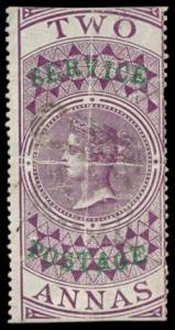 1866 QV 2 a. Purple, Foreign Bill, optd “SERVICE / POSTAGE” in two lines, SG O15, (Type O3