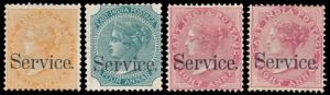 1967-73 QV Official Stamps, Set of 4 stamps, SG O27, OO29, O30 & O30a, optd “Service”, Typ