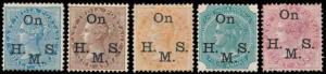 1974-82 QV Official Stamps, Set of 5 stamps, optd “Service”, Type O8, MLH, Scarce, Fine.