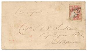 1854 1 a. Red Die I (defective) with large margins on top & bottom but cut into at lefr & 