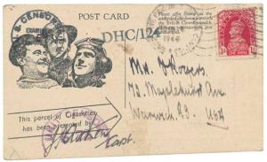 1944, Cigarettes Post Card with KG VI 1 a. tied by Prisoners of War Camp cancel, “UNIT CEN