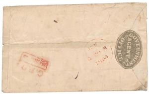 1854 stamp less cover to UK with manuscript "Per Steamer Bengal Via Southampton/Bearing" w