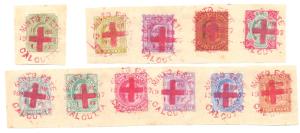 1907 Minto Fete, KED VII Set of 11 Stamps on paper strips tied with MINTO FETE / CALCUTTA,