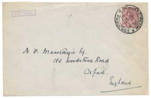1938 GB 6 p. stamp tied with “BOMBAY FOREIGN / PAQUEBOT” cachet in Black dated 10/2/1938, 