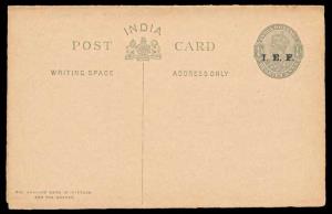 1915 KG V PS PC, ¼ a. X ¼ a. Grey on Buff, Reply Card, opted “I.E.F.” PV# MPC8, Mint, Very
