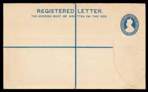 1932 PS Registered Envelope, 3 a. X 1 a. 3 p., Blue on Yellowish Wove, PV# RE18, Mint, Sca
