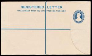 1927 PS Registered Envelope, 2 a. X 1 a., Blue on Yellowish Wove, PV# RE15, Mint, Scarce, 