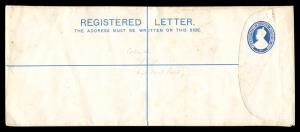 1926 PS Registered Envelope, KG V 2 a. X 1 a. Blue on Yellowish Wove, PV # RE14, Mint, Sca