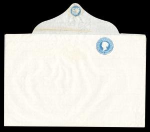 1857 QV Letter Sheet, ½ a. Blue on Yellowish to White Laid paper, PV# LS1, Die2, with Turn