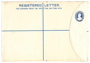1927 PS Registered Envelope, KG V 2 a. X 1 a. Blue on Yellowish Wove, PV # RE16, Mint, Ver