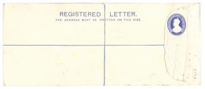 1912 PS Registered Envelope, KG V 2 a. X ½ a. Blue on Yellowish Wove, PV # RE9, Mint, Scar