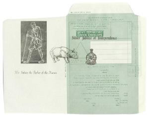 1972 99 APO, “Silver Jubilee of Independence” Greetings, Green Envelope, depicting famous 