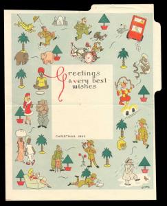 1943 Greetings Air Mail Letter Card, depicting small pictures & “Greetings & Very Best Wis