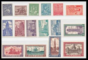 1949 Archaeological Set of 16 Stamps, SG 309/24, MNH, White Gum, Very Fine.