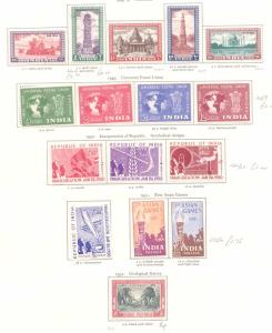 India Collection of Stamps (42), 1946 – 1951, Mounted Mint on Album Page, Front Back, incl