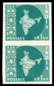 1960 Map Series, 1 n.p., Blue Green, Imperf Pair, SG 399a, MNH, Very Scarce, High Catalogu