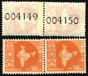Map Series Coil stamp Pair, 50nP, Error Coil Number Printed at the back Upside Down due to