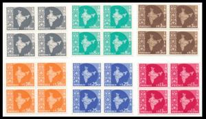 Map Series, Complete Set of 14 Stamps, Block of 4, MNH, White Gum, Scarce, Fine.