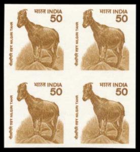 2000, Nilgiri Thar Definitive, 50P. Brown, Block of 4 Imperf. , MNH, White Gum, Scarce, Fi