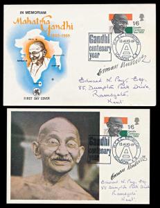 1969 UK, Gandhi Centenary Year, 1s 6d Single Value on Picture Post Card (2) issued during 