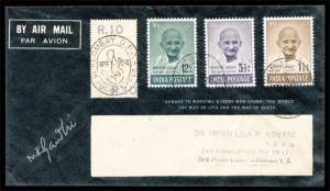 1948, Mahatma Gandhi Mourning FDC, Set of 3 stamps (SG 308 missing) (Bombay G.P.O.) addres
