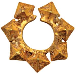 Primitive Gold Jewellery, (c. 100-300 AD) 4.53g, a small circular ear ornament with seven 
