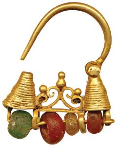Gold Jewellery, (c. 18th -19th century) 3.6, nose ornament with filigree work and coloured