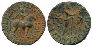 Indo-Parthian, Abdagases, Silver Tetradrachm, 8.64g, Taxila Mint, Bilingual Greek and Khar