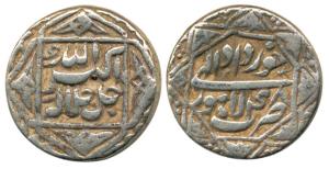 Akbar, Silver Rupee, 11.35g, Lahore Mint, ornamental border, Illahi 48, Month Khurdad, (KM