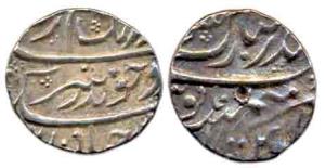 Aurangzeb, Silver ½ Rupee, Bander-i-Mubarak Surat Mint, AH 1067/Ahd. Very Fine, Rare.