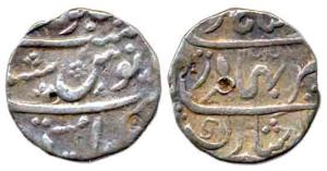 Shah Alam Bahadur, Silver Rupee, Baramati Mint, AH 1122. About Very Fine, Rare.