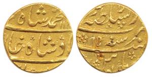 Muhammad Shah, Gold Mohur, 10.93g, Dar us-Sultanate Lahore Mint, AH 114x/15 (KM.438.15). A