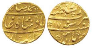 Muhammad Shah, Gold Mohur, 10.98g, Dar us-Sultanate Lahore Mint, AH 114x/17. (KM.438.15). 