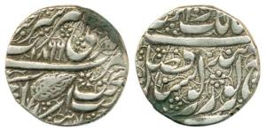 Ranjit Singh, Silver Rupee, Amritsar Mint, Nanakshahi couplet, VS 1866, AD 1809, Leaf symb