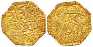 Rajeshvara Simha (1751-1769), Gold ¼ Mohur, SE 1678, AD 1756, (KM139). About Extremely Fin