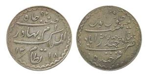 Mir Mahbub Ali Khan II, Silver ¼ Rupee, Hyderabad Mint, milled coinage, AH 1318/35 (KM Y30