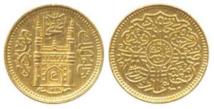 Mir Usman Ali Khan, Gold (1.34 gm) 1/8 Ashrafi, Charminar on obv., AH 1349/20, (KM 54.2). 