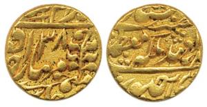 Ram Singh, Sawai Jaipur Mint, Gold Mohur, 10.88g, with the name of Queen Victoria, RY 38 (