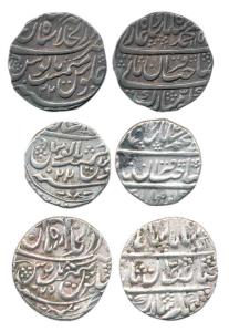 Silver Rupees (3), in the name of Muhammad Shah, RY 22 pseudo date, different varieties. V