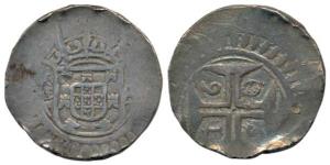 Goa, Silver Xerafim, 10.34g, AD 1608, obv: Crown arms divide GA, crown on rev., (KM 73). V