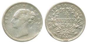 Victoria Queen, Silver ¼ Rupee, 1840, continuous legend, Calcutta Mint, obv. no initials, 