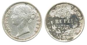 Victoria Queen, Silver ¼ Rupee, 1840, divided legend, obv. W.W. raised, rev. 10 Berries. V