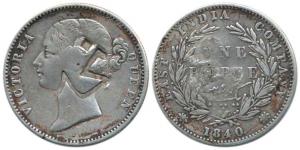Victoria Queen, Silver Rupee, 1840, continuous legend, counter-marked in Arabic Nejad (Sul