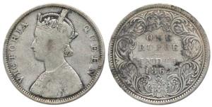 Victoria Queen, Silver Rupee, 1862, Bombay Mint, B/I/O/6, Unlisted. Fine+, Extremely Rare.
