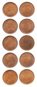 Victoria Empress, Copper 1/12 Anna (5), 1901, Calcutta Mint. Uncirculated, Rare. (5)